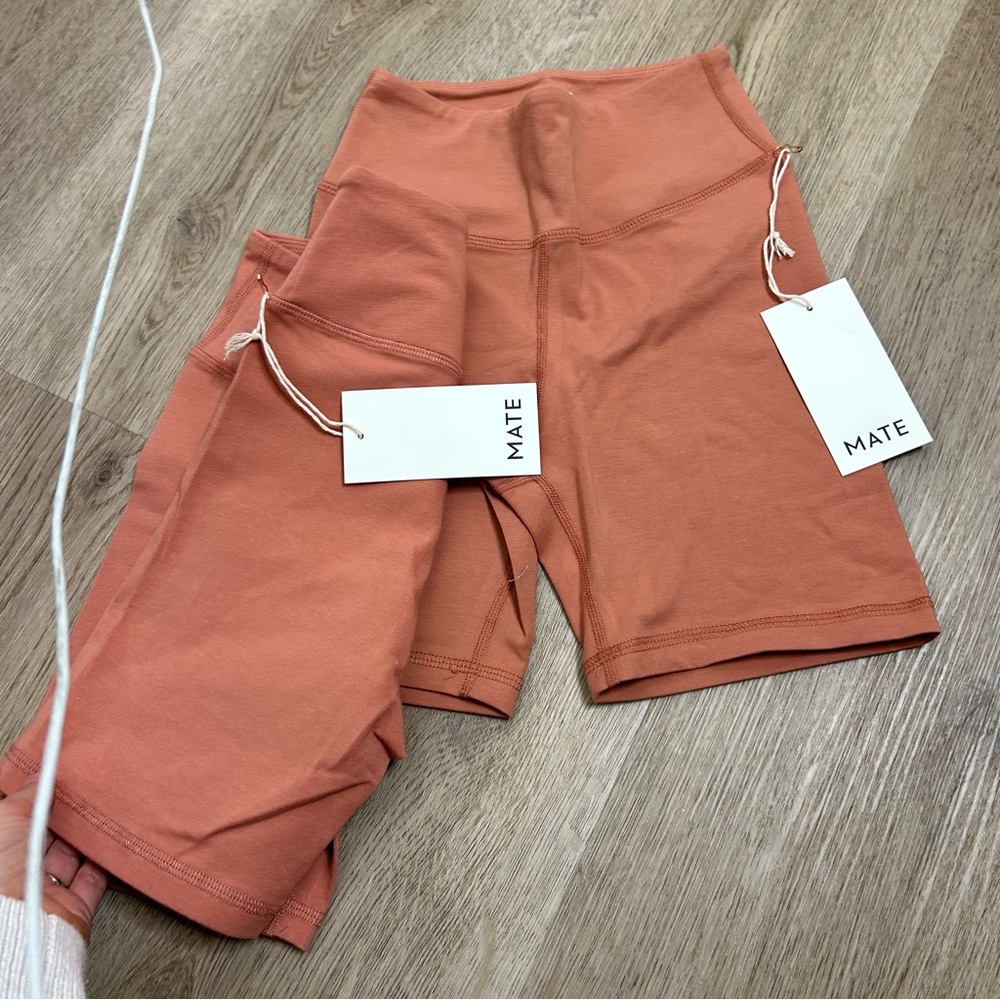 NWT MATE The Label Bundle of 2 Organic Stretch Biker Short in Rose Size XS - Picture 3 of 7